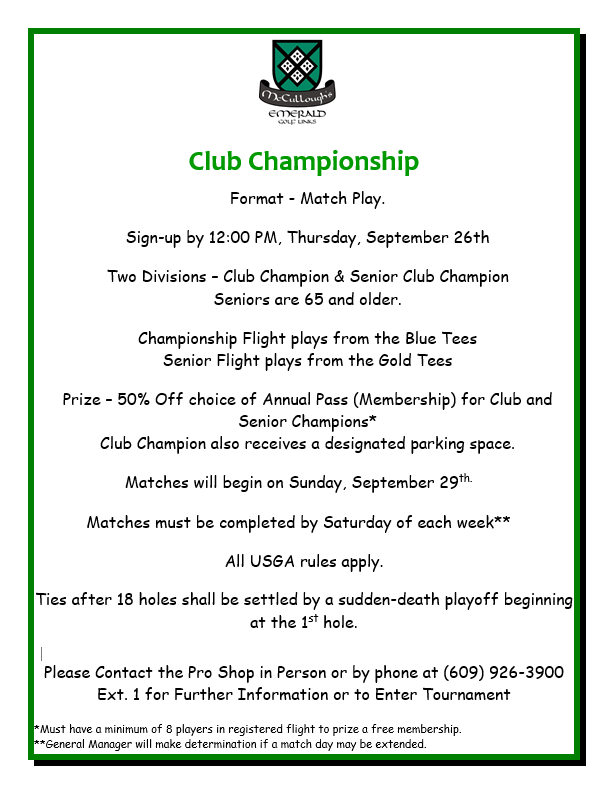 Club Championship 2024 Flyer